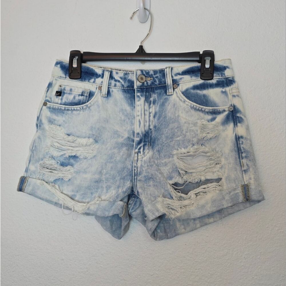 KANCAN Kaya Acid Washed Distressed High Rise Denim Shorts Size Small - Picture 2 of 12